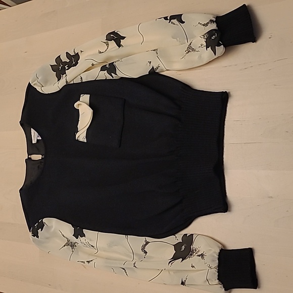 NWOT VTG 1970s Anthony Sicari Black and White Sheer Sleeved Sweater - Picture 11 of 13